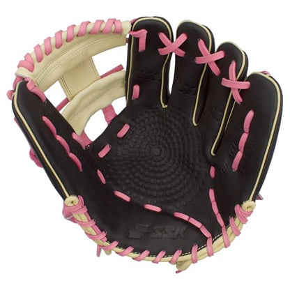 SSK Z5 Craftsman Infield Baseball Glove – 11.25” - 11.5” - 11.75” - 12” – Right & Left Hand Throw - color: Black/Camel/Pink, size: 11.5" - Left Hand Throw