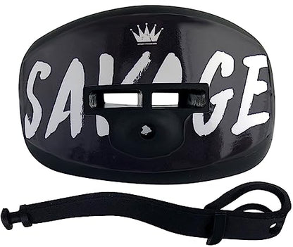 DAMAGE CONTROL Pacifier Mouthpiece – Football Mouthguard with Helmet Strap, Protects Teeth, Jaw & Mouth – Mouth Piece for Sports, No Boiling, Allows Airflow – Gear for Adults & Youth (Savage) - color: Savage