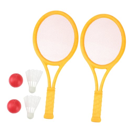 Outanaya 2Pcs Parent Outdoor Sports Racket Set Large Tennis Badminton Rackets for Includes Tennis Balls Badminton Shuttlecocks for Family Fun