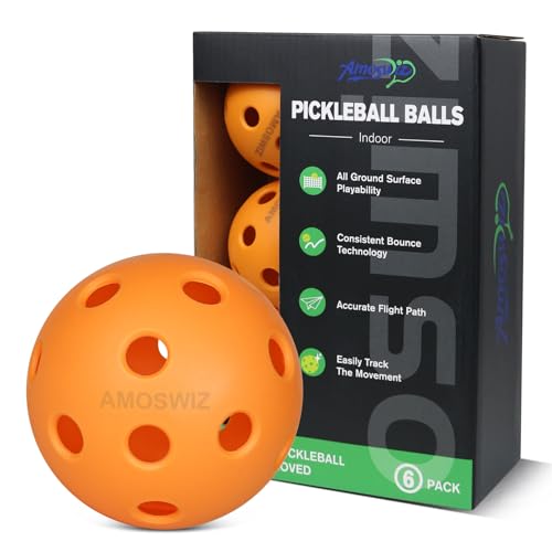 Indoor Pickleball Balls, 6/12 Pack of 26 Holes Pickleballs, USAPA Approved Indoor Pickleballs Set, High Visibility Durable Pickle Balls for Training and Tournament - color: Orange Indoor Balls with Mesh Bag