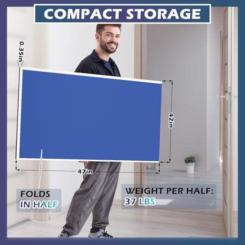 Ping Pong Table Top, 8FT Foldable Table Tennis Table Topper for Pool Table, Indoor Outdoor Table Tennis Conversion Top for Billiard Table w/Net & Foam Padding, Easy Conversion (8ft-Blue)