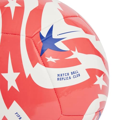 adidas FIFA Club World Cup Club Ball - Inspired Design, Durable Construction, Official Tournament Logo - color: White/Lucid Red/Power Blue/Black/Club, size: 5