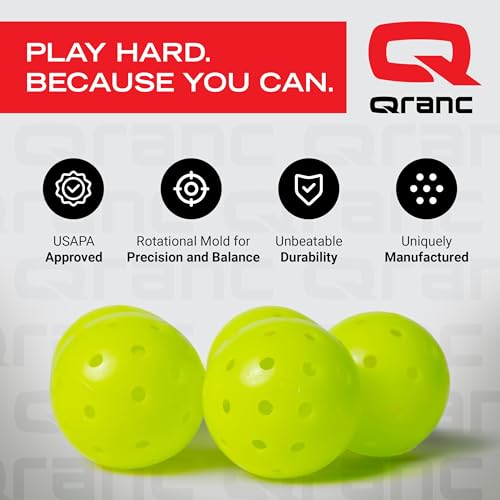 QRANC Pickleball Balls Indoor & Outdoor USAPA Approved, 40 Holes Per Ball, 8 Pack, Neon Green, Pickle Ball Gear Accessories