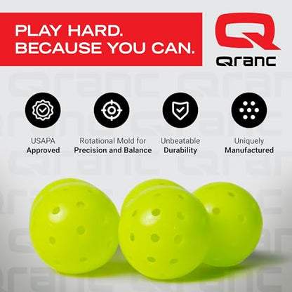 QRANC Pickleball Balls Indoor & Outdoor USAPA Approved, 40 Holes Per Ball, 8 Pack, Neon Green, Pickle Ball Gear Accessories