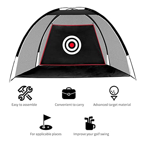 Black Golf Nets for Backyard Golf Practice Net Golf Hitting Net Training Aids with Target Cloth and Carrying Bag