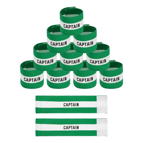 Soccer Captain Armbands, Adjustable Captain Bands Soccer Elastic Armband Protective - color: Green,White