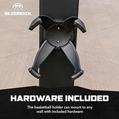 Silverback Basketball Holder Compatible with Men's, Women's, Youth Basketballs, Soccer Balls, Volleyballs, and Kickballs,Black