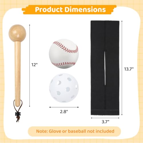 Comprising Baseball Mitt Shaper Hammer, Baseball Glove Mallet Kit With One-Piece Build Of Solid Wood, Elastic Wrap Strap, Softball Of Baseball Size, For Glove Break-In
