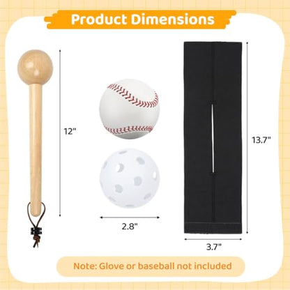 Generic Baseball-Sized Softball, Elastic Wrap Strap, One-Piece Wooden Mallet with Solid Build, for Baseball Glove Break-in, Baseball Mitt Shaper Hammer Kit Consists