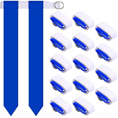 Sintege 14/28 Player Flag Football Belt Set, Adjustable Football Flag and Belts Gifts for Youth Adults Sports Training Event - color: Blue