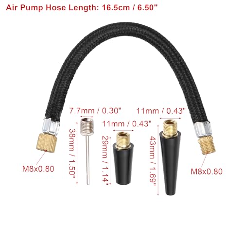 X AUTOHAUX 1 Set Portable Air Pump with Inflation Needle Tapered Nozzles Extension Hose for Bicycle Wheel Tire Inflator