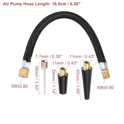 X AUTOHAUX 1 Set Portable Air Pump with Inflation Needle Tapered Nozzles Extension Hose for Bicycle Wheel Tire Inflator
