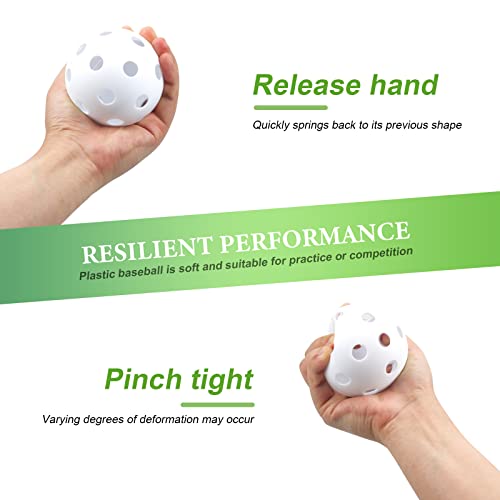 16 Pack Plastic Baseballs - Hollow Softballs for Lightweight Batting Practice - Indoor/Outdoor Training Balls - color: White