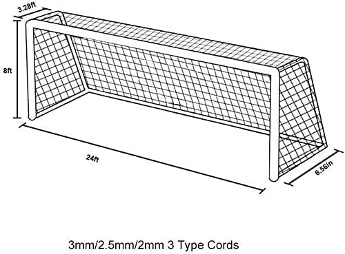 Aoneky Soccer Goal Net - 24 x 8 Ft - Full Size Football Goal Post Netting - NOT Include Posts - size: 10 x 6.5 ft - 0.10 in Cord