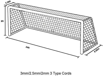 Aoneky Soccer Goal Net - 24 x 8 Ft - Full Size Football Goal Post Netting - NOT Include Posts - size: 10 x 6.5 ft - 0.10 in Cord