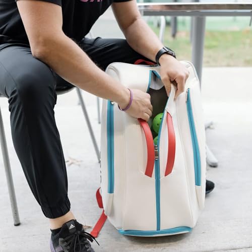 Friday Pickleball Equipment Backpack, Two Padded Paddle Compartments, Six Zippered Pockets, Durable Nylon Material, Separate Shoe Compartment, Ergonomic Handles and Shoulder Straps