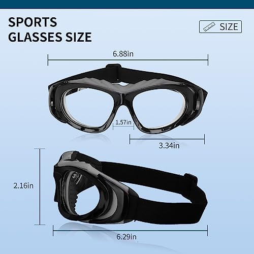 SooGree Sport Glasses for Men Women Basketball Football Sport Goggles Anti Fog Shock Collision Wearable Glasses - color: Black Frame Black Nose Pad