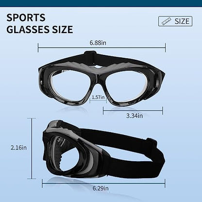 SooGree Sport Glasses for Men Women Basketball Football Sport Goggles Anti Fog Shock Collision Wearable Glasses - color: Black Frame Black Nose Pad
