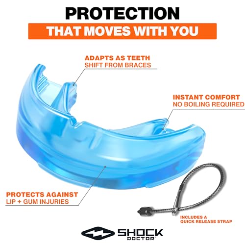 Shock Doctor Mouth Guard for Braces, Blue, Youth