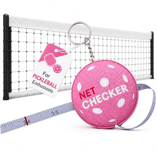 Scoring Right Pickleball Net Height Measuring Tape and Keyring, Portable Measuring Tape for Measuring Pickle Ball Net Height, Pink - color: Pink