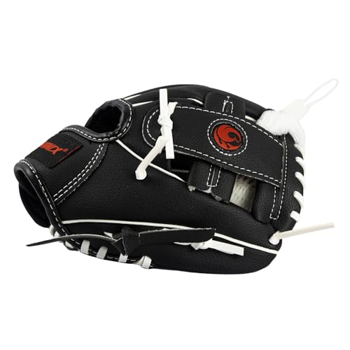 PHINIX Baseball Glove Tee Ball Mitts with Soft Ball for Kids Play & Training 8.5"-10" - color: Black White, size: 8 1/2"Right Hand Throw