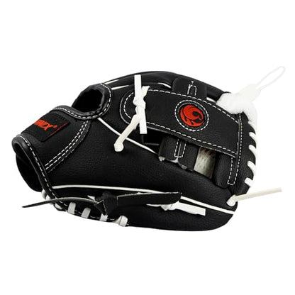 PHINIX Baseball Glove Tee Ball Mitts with Soft Ball for Kids Play & Training 8.5"-10" - color: Black White, size: 8 1/2"Right Hand Throw