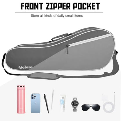 Goloni Tennis Bag for 3-4 Rackets, Water-Resistant Racket Bag with Padded Protection for Men Women Adults