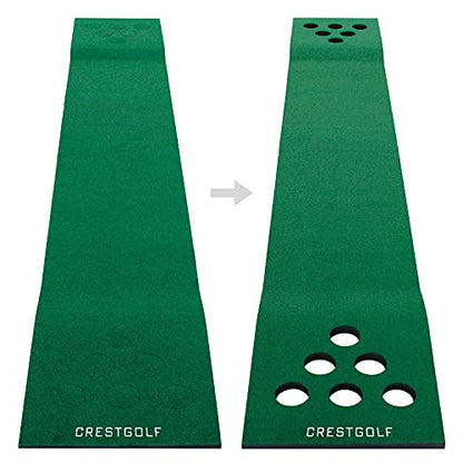 Crestgolf Mat Game Set Green Mat, Putting with 2 Adjustable Putters, 6 Golf Balls,12 Golf Hole Covers for Indoor&Outdoor Short Game Office Party Backyard Use
