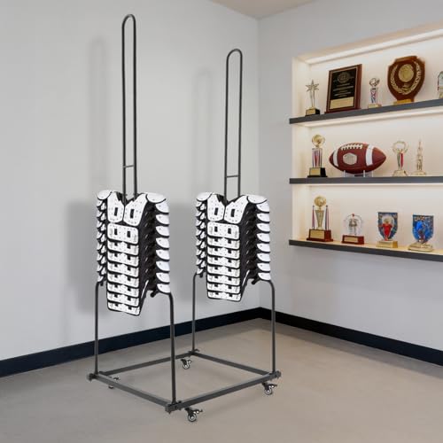 Football Shoulder Pad Rack with Wheels, Heavy Duty 100lbs Capacity Storage Stand for Slow-Pitch Softball Fast-Pitch Baseball Gear, Open Frame Design, Easy Assembly, for Home Locker Room, Black