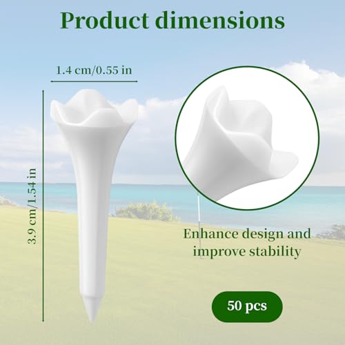 50PCS Plastic Golf Tees - 1-1/2‘’ Short Golf Tees - Enhanced Durability & Stability - Low-Friction Design for Iron、Par Threes, Hybrids and Driving Range