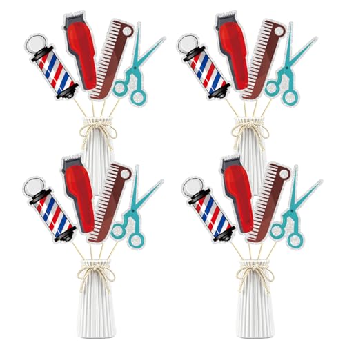 Barber Hairstylist Happy Birthday Centerpiece Sticks,Barbershop Themed Table Toppers,Congrats Barber/Cosmetology School Survivor, 2025 Barber Graduation Party Decorations.Set of 16 - color: Lfs