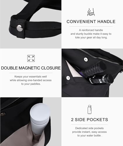 Tennis Bags for Women, Large Pickleball Tote Bag Men 2 Rackets Lightweight Crossbody Shoulder Bag for Gym Sport - color: Black