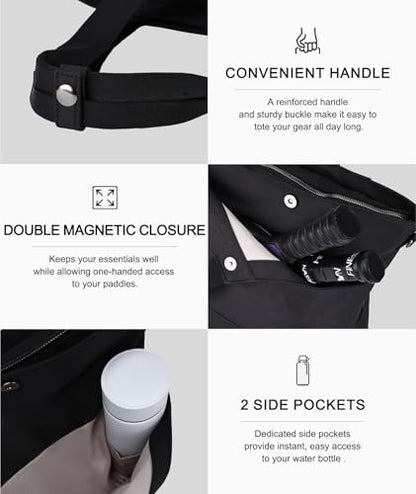 Tennis Bags for Women, Large Pickleball Tote Bag Men 2 Rackets Lightweight Crossbody Shoulder Bag for Gym Sport - color: Black