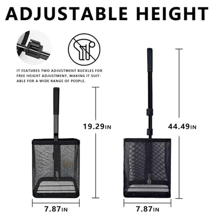 Tennis Ball Hopper, Holds 40+ Pickleballs or 50+ Tennis Balls, Lightweight Durable Steel Frame, Portable Adjustable Ball Picker（Excluding Ball） - color: Black