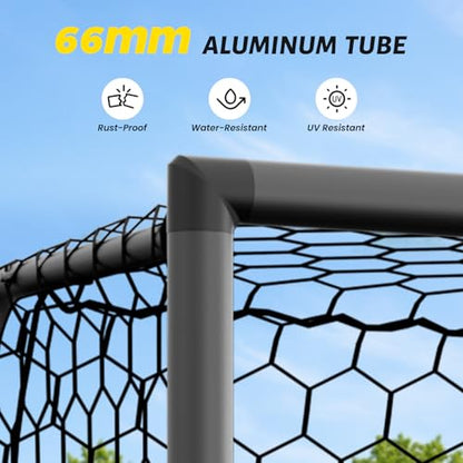 NAIZEA Soccer Goals - 24x8/21x7/18x7/12x6/16x7/10x6/8x6/6x4FT Soccer Goals for Backyard Training- Portable Metal Soccer Net for Youth & Adults - Heavy Duty Steel for Indoor Outdoor Games & Practice - size: 21ft x 7ft, style: Pro-Grey/Alu