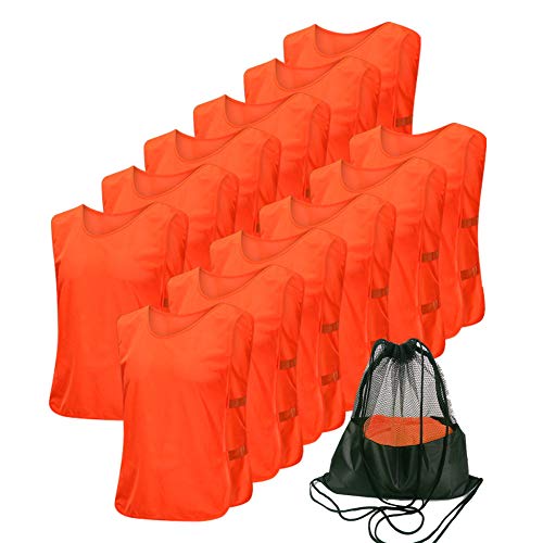 Pinnies Adult Football Jersey, Adjustable Mesh Soccer Jersey - color: Orange, size: Medium