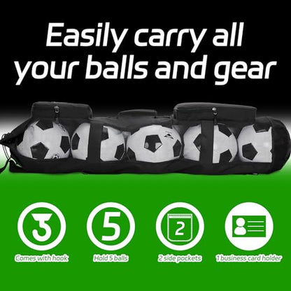 Skureay Basketball Bag for Team Balls, Heavy Duty Basketball Coashes Bag - 5 Basketballs Mesh Bag for Coaching/Basketabll Accessories