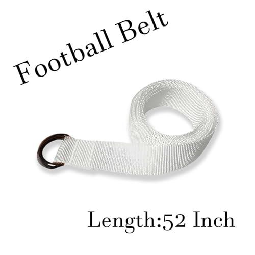 Web Football Belt with Two Stainless Steel D Rings 52" Football Pants Belt for Men Women Kids Youth Boys Girls - color: White