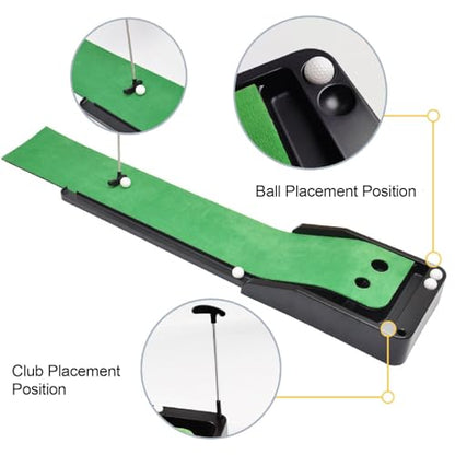 Club Putting Practice Set, Desktop Club Putter Trainer Automatic Return Tracks Rubber Base Practice Putting Green for Indoor Home Office Use