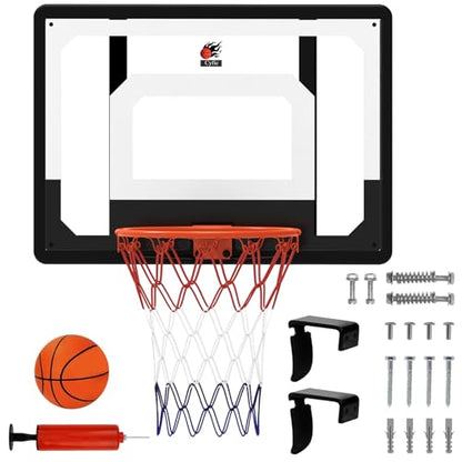CYFIE Wall Mount Large Basketball Hoop with Door Hooks, 32" x 23" Backboard, Ball and Rim, Outdoor lndoor Basketball Hoops Games Set for Youth Adults Kids Gifts