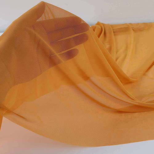 Superfine 4-Way Stretch Net Fabric Nylon Spandex Power Mesh Lightweight Sheer 60" Wide, a Continuous 5 Yards (Turmeric) - color: Turmeric