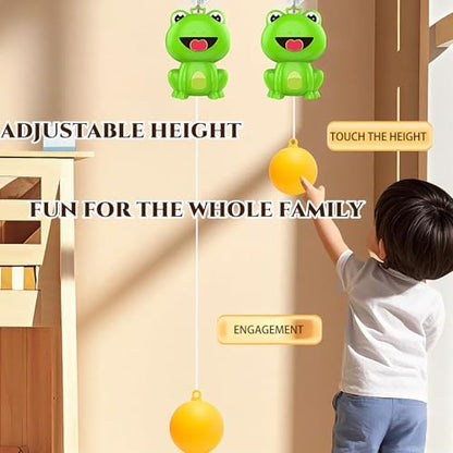Cartoon Door Ping Pong Game Over The Door, Adjustable Doorway Game Pingpong Trainer, Door Jam Pingpong Starter Kit, Portable Table Tennis Exerciser Set with 2 Rackets and 5 Balls