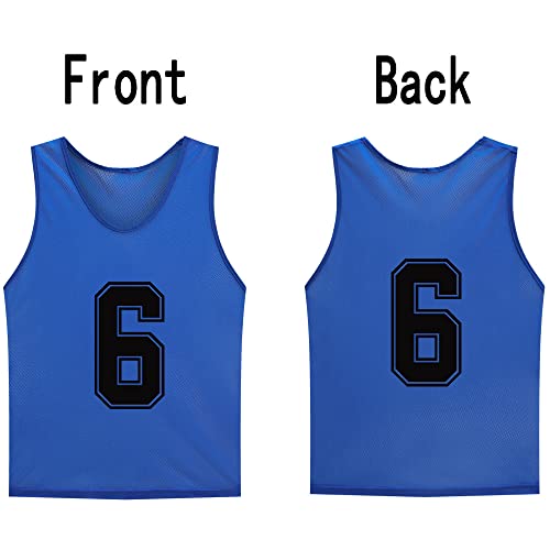 12 Pack（1-12） Numbered Pinnies/Soccer Training Bibs/Basketball Jerseys for Kids,Youth and Adults - color: 1-12 Navy, size: Small