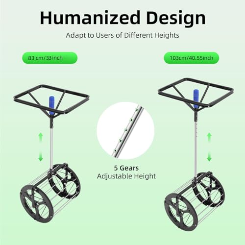 Automatic Tennis Ball Picker, 80 Balls Capacity, 2 in 1 Tennis Collector Basket with Adjustable Height, Rolling Ball Catcher with Handle, Portable Hopper for Gym Court, Club, School