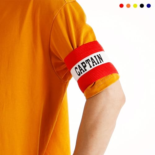 PATIKIL Captain's Armband, 2 Pack Elastic Arm Band for Soccer Team Adjustable Soccer Rugby Basketball Training, Black Red