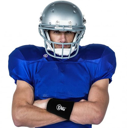 TAG Adult Wrist Coach 2 Pack, Five Window Size 5" x 3", Football Baseball Softball Plays Playbook Quarterback Wristband, Black and White