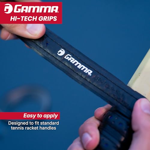 Gamma Hi-Tech Replacement Tennis Grip, High Traction Feel, Maximum Control, Durable Tennis Racquet Grip, Tacky Surface - style: Hi-Tech
