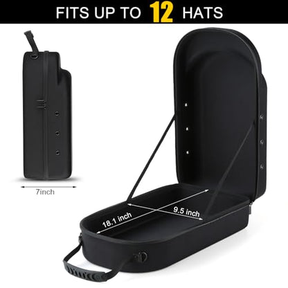 GERMUN Hard baseball hat case, Hat Carrier Travel Case with Adjustable Shoulder Strap, Hat cap case for 12 Baseball Caps - Perfect for Traveling & At-Home Storage (Black) - color: 12 Black