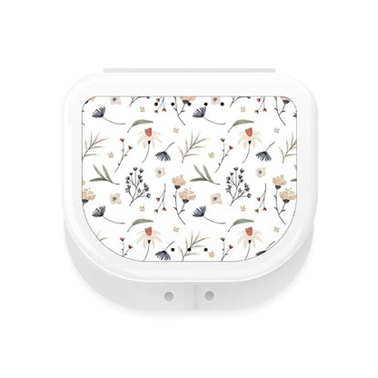 Retainer Holder Cute, Aligner Case with Colorful Novelty Cute Patterns, Night Guard Case with Floral Patterns (White)