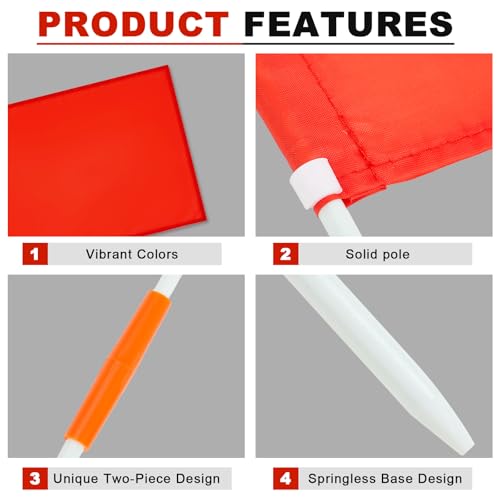 HunnmingRe 67" Soccer Corner Flags Set of 4 with Soccer Agility Poles 12.4 x 9.65 Football Field Corner Flags Training Poles for Outdoor Sports Rugby Field Hockey Training Practice Equipment (No Base)